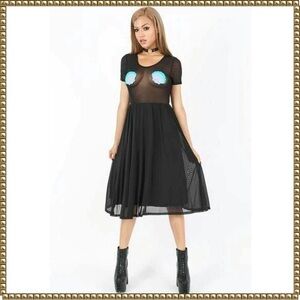 Iron Fist Black Mermaid Life Fit Flare Mesh Dress